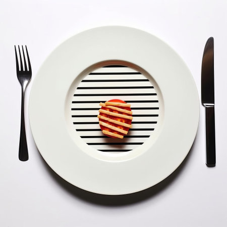 the optical illusion features a creative arrangement of food items, cleverly designed to deceive the viewer's perception, set against a clean and minimalist white isolated background, perfect for exploring the boundaries of visual trickery and culinary art. ai generatedの素材