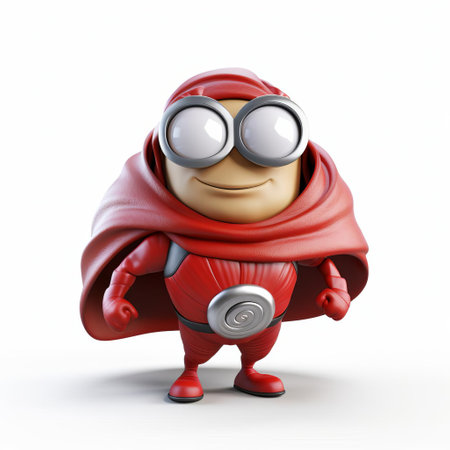 the 3d snail superhero, dressed in a vibrant costume, stands proudly on a clean white background, showcasing its unique blend of sluggish charm and mighty powers, perfect for illustrations, animations, and graphic designs requiring a whimsical and humorous touch. ai generatedの素材