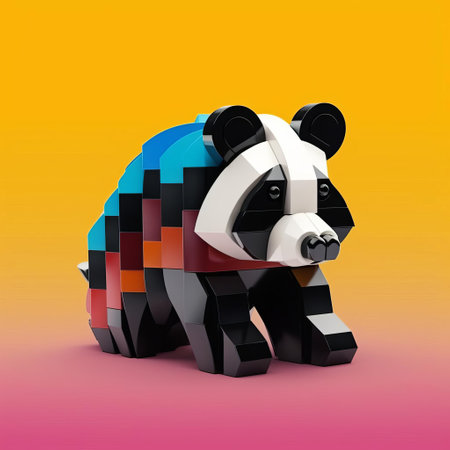 the adult badger, meticulously crafted from lego bricks, showcases impressive details with a plastic texture and glossy finish, complete with vibrant stickers, creating a lifelike replica of the nocturnal mammal, perfect for wildlife enthusiasts and lego fans alike, highlighting the unique characteristics of these omnivores. ai generatedの素材