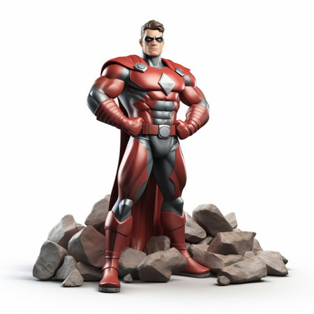 the superhero stands proudly, showcasing its powerful physique and dynamic pose, set against a crisp white background, highlighting its intricate 3d details, perfect for comic book fans, gamers, and enthusiasts of marvel and dc comics, ideal for digital art, graphic novels, and fantasy illustrations. ai generatedの素材