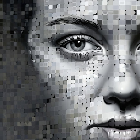 the mosaic artwork features a stunning vector gradient in various shades of gray, ranging from pure white to deep charcoal, blending seamlessly to create a visually striking and modern design perfect for digital art, graphic design, and abstract backgrounds. ai generatedの素材