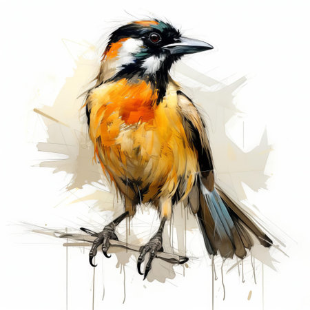 the bird, showcased in a stunning life drawing, poses in a natural full-body stance, set against a pristine white isolated background, highlighting its intricate feathers, delicate wings, and vibrant plumage, capturing the essence of nature's beauty in a serene and peaceful atmosphere. ai generatedの素材