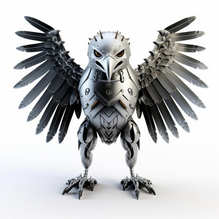 the thunderbird, a majestic mythical creature, is showcased in stunning 3d detail, standing proudly on a pristine white isolated background, its intricate feathers and powerful physique captured with precision, perfect for fantasy and mythology enthusiasts, 3d modelers, and graphic designers. ai generatedの素材