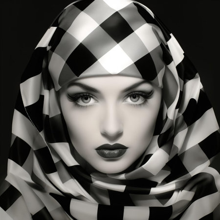 the checkerboard pattern features a striking 4x4 grid design, showcasing alternating black and white squares that create a visually appealing contrast, perfect for graphic designs, textiles, and art projects, evoking a sense of classic elegance and timeless sophistication. ai generatedの素材