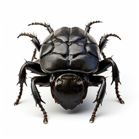 the 3d dung beetle, showcased in stunning detail, sits proudly on a pristine white isolated background, its intricate body structure and vibrant colors popping against the clean backdrop, perfect for nature enthusiasts, entomologists, and designers seeking high-quality insect imagery for educational or commercial use. ai generatedの素材