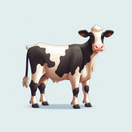 the cow, depicted in vibrant pixel art style, stands proudly on a pristine white isolated background, showcasing its full body in meticulous detail, perfect for graphics, illustrations, and designs requiring a unique, retro aesthetic, ideal for farm, animal, or rural-themed projects. ai generatedの素材
