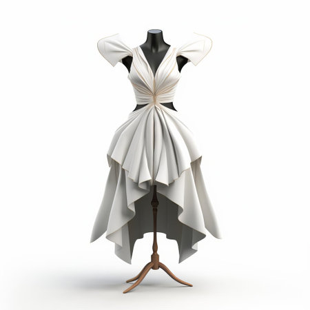 the 3d fashion dress, a stunning female attire, is beautifully showcased on a pristine white isolated background, highlighting its intricate details, vibrant colors, and flowing silhouette, perfect for fashion designers, stylists, and enthusiasts looking for inspiration in 3d modeling, fashion design, and textile art. ai generatedの素材