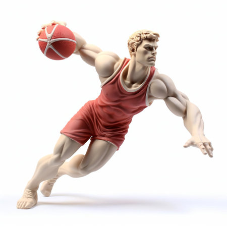 matthew, a 3d generated athlete, is captured in a dynamic pose, showcasing his athletic physique, dressed in a sleek tracksuit, as he prepares to sprint into action, isolated on a clean white background, highlighting his toned muscles and focused expression, perfect for sports and fitness related designs. ai generatedの素材