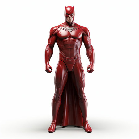 the powerful male superhero stands confidently in a bold pose, showcasing his vibrant costume and dynamic physique, isolated on a clean white background, perfect for graphic designs, comic book art, and digital illustrations, highlighting the iconic symbol of strength, courage, and justice. ai generatedの素材