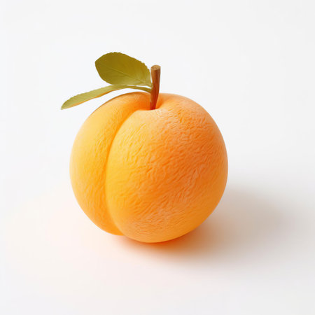 the handmade wood apricot, crafted with precision and care, sits proudly on a pristine white background, showcasing its intricate details and natural beauty, perfect for food, fruit, and still life photography enthusiasts, as well as those who appreciate wooden decorative art and unique kitchen accessories. ai generatedの素材