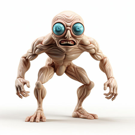 the cyclops, a mythical one-eyed giant from ancient greek mythology, is depicted in stunning 3d illustration, showcasing its powerful full body physique, set against a crisp white isolated background, perfect for fantasy and mythology enthusiasts, digital artists, and designers seeking unique visual elements. ai generatedの素材