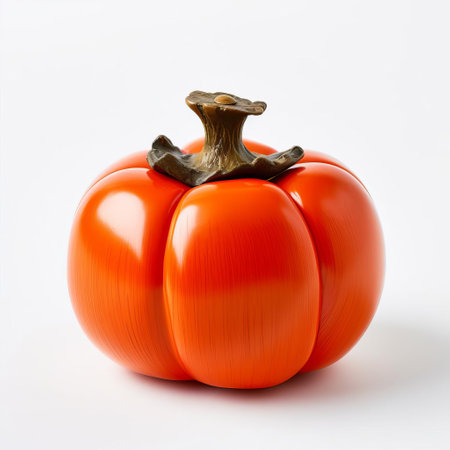 the handmade wood persimmon, crafted with precision and care, sits elegantly on a pristine white background, showcasing its full body in all its glory, highlighting the intricate details and natural beauty of this exotic wooden treasure, perfect for woodworking enthusiasts and nature lovers alike. ai generatedの素材