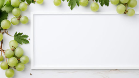 a vibrant gooseberry sits atop a rustic white chalkboard, surrounded by subtle shadows, creating a visually appealing flat lay view perfect for banners, food blogs, and culinary social media posts, evoking feelings of summer, freshness, and healthy eating. ai generatedの素材