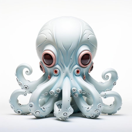 the kraken, a majestic vinyl toy from superplastic, stands proudly against a pristine white background, showcasing its intricate details and vibrant colors, perfect for collectors and enthusiasts of limited edition art toys and designer figures. ai generatedの素材