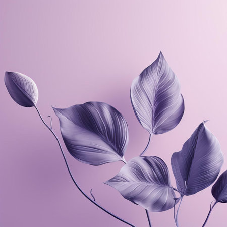 violet leaves delicately drawn on a clean, minimalist background, showcasing the beauty of simplicity, perfect for nature-inspired designs, botanical illustrations, and elegant wallpapers, evoking feelings of serenity and calmness, ideal for those who appreciate subtle, sophisticated art. ai generatedの素材