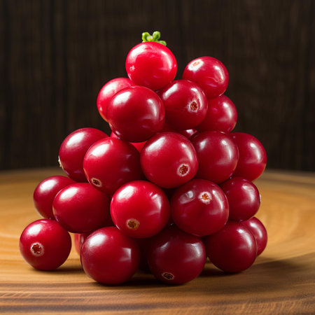 the handmade wooden cranberry, beautifully crafted with intricate details, sits proudly on a crisp white background, showcasing its full body in a stunning display of artisanal craftsmanship, perfect for rustic home decor, autumnal themes, and seasonal celebrations. ai generatedの素材