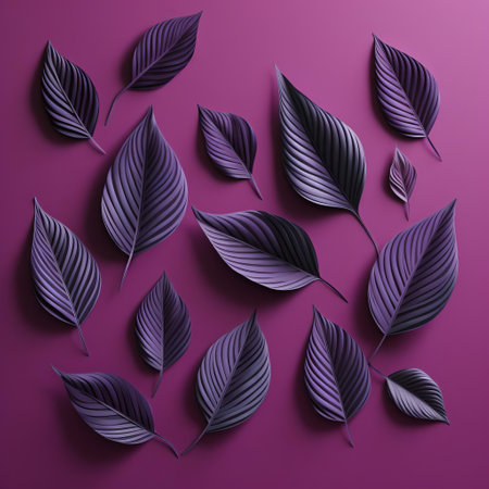 the purple leaves artwork features delicate, hand-drawn foliage set against a clean, minimalist background, evoking a sense of autumnal serenity and simplicity, perfect for nature-inspired home decor, wall art, and design enthusiasts of botanical illustrations and modern simplicity. ai generatedの素材