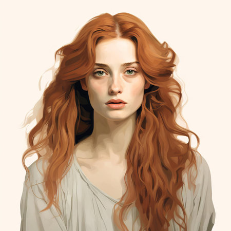 the elegant woman in the pre-raphaelite-inspired portrait sits serenely against a pristine white isolated background, her intricate hairstyle and delicate features evoking a sense of victorian-era romance, perfect for art lovers and fans of dante gabriel rossetti and john everett millais. ai generatedの素材