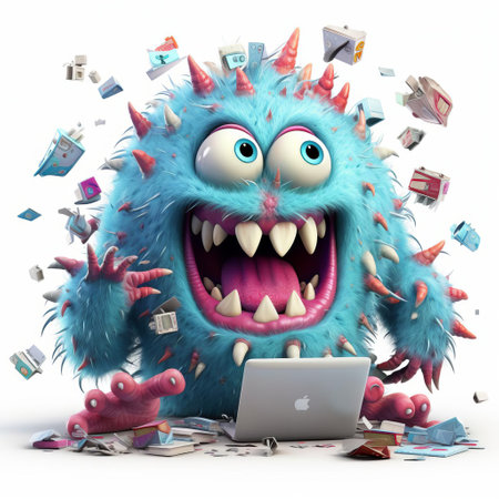 the 3d overwhelmed monster, set against a pristine white background, is depicted in a full-body pose, showcasing its intricate details and textures, evoking a sense of fantasy and digital art, perfect for illustrations, concept art, and futuristic designs. ai generatedの素材