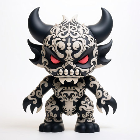 the banshee, a limited edition vinyl toy from superplastic, stands proudly against a pristine white background, showcasing its vibrant colors and intricate design details, a true masterpiece of art toy collectibles, perfect for enthusiasts of designer toys and street art. ai generatedの素材