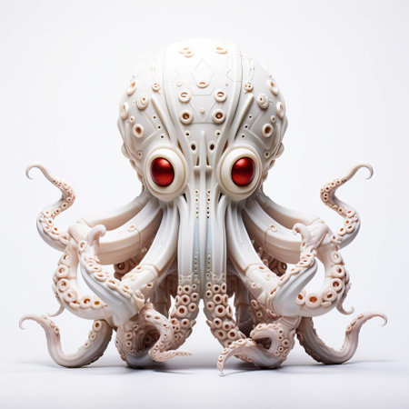 the kraken, a majestic vinyl toy from superplastic, stands proudly against a pristine white background, showcasing its intricate details and vibrant colors, perfect for collectors and enthusiasts of fantasy and mythological creatures, ocean-inspired art, and limited edition figurines. ai generatedの素材
