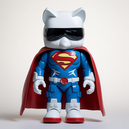 this superplastic vinyl toy stands proudly on a pristine white background, showcasing its vibrant colors and intricate design details in high definition, making it a must-have collectible for fans of art toys and designer figurines. ai generatedの素材