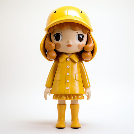 abigail, the vibrant vinyl toy from superplastic, stands proudly against a crisp white background, showcasing her bold design and bright colors, perfect for fans of art toys, collectible figurines, and urban vinyl art. ai generatedの素材