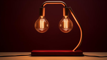 the belgian dubbel lamp, with its sleek maroon art design, adds a touch of sophistication to any room, its minimalist shape and lamp form blending seamlessly to create a unique and stylish decorative piece, perfect for beer enthusiasts and design lovers alike. ai generatedの素材