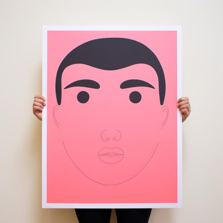 the minimalist screenprint illustration of a male figure, created using the risograph print technique, showcases a striking blend of bold lines, vibrant colors, and subtle textures, evoking a sense of modernity and sophistication, perfect for art enthusiasts and design lovers of contemporary graphic art and printmaking. ai generatedの素材