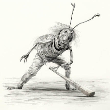 "rough pencil sketch of cricket: a detailed exploration of the sport through expressive scribbles and lines, capturing the essence of the game in a raw, unfinished form.", ai generatedの素材