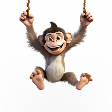 discover a stunning 3d model of a monkey, meticulously crafted using pixar technology. this full-body primate creation is set against a crisp, white isolated background, allowing the intricate details of its fur and facial features to truly shine. perfect for various design projects or visual storytelling. ai generatedの素材