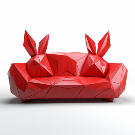 the rabbit-inspired 3d sofa, with its whimsical design and vibrant colors, sits elegantly on a pristine white isolated background, showcasing a unique blend of modern furniture and playful creativity, perfect for 3d modeling, cgi, and interior design projects focused on quirky, futuristic, and avant-garde styles. ai generatedの素材