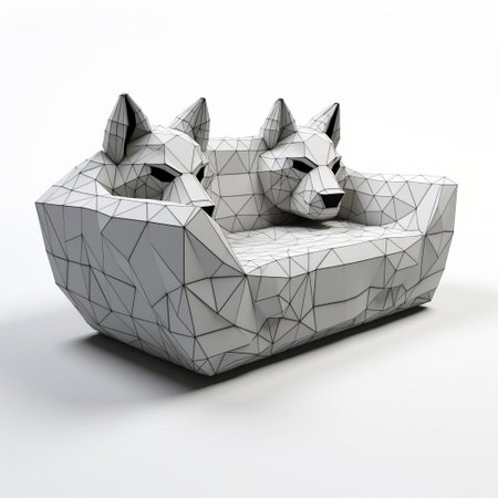 the wolf-inspired 3d sofa, with its sleek and modern design, sits elegantly on a pristine white isolated background, showcasing its unique fusion of wildlife charm and contemporary style, perfect for 3d modeling, interior design, and furniture visualization projects. ai generatedの素材