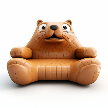 the beaver-inspired 3d sofa, with its unique design and vibrant colors, sits proudly on a pristine white isolated background, showcasing its intricate details and textures, perfect for interior design and furniture enthusiasts, 3d modeling and rendering, and creative visualizations. ai generatedの素材