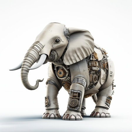discover a full-body 3d rendered elephant, created using pixar technology, set against a crisp white isolated background. this stunning digital artwork showcases the intricate details and realistic texture of the world's largest land mammal. perfect for adding a touch of natural beauty and wonder to any design project. ai generatedの素材