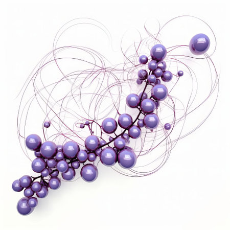 a vibrant purple grape, beautifully rendered in stunning algorithmic art, sits isolated on a pristine white background, showcasing the intricate details and textures of the fruit in a mesmerizing digital artwork, perfect for foodies, art enthusiasts, and tech-savvy individuals alike. ai generatedの素材
