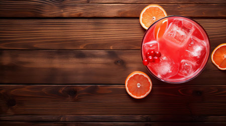 fresh fruit punch, garnished with slices of orange, lemon, and lime, is beautifully arranged on a rustic wooden table, capturing the essence of a refreshing summer drink, perfect for outdoor gatherings and backyard barbecues, evoking feelings of warmth and togetherness. ai generatedの素材