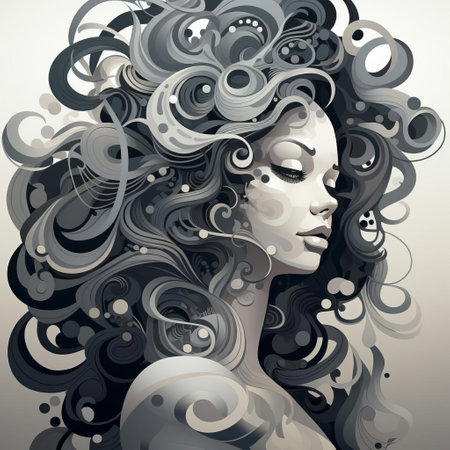 the tangled artwork features a mesmerizing vector gradient in shades of gray, blending seamlessly from dark charcoal to light silver, creating a stunning visual representation of complexity and elegance, perfect for modern design and digital art enthusiasts. ai generatedの素材