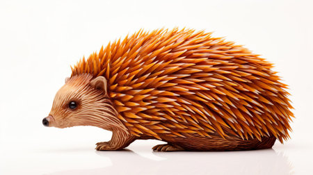 this vibrant hedgehog showcases its stunning copper orange hue with clear scales, accentuated by beautiful stripes, large fins, and a large tail, posing elegantly against a crisp white background, highlighting its unique features and striking coloration, perfect for nature and wildlife enthusiasts. ai generatedの素材