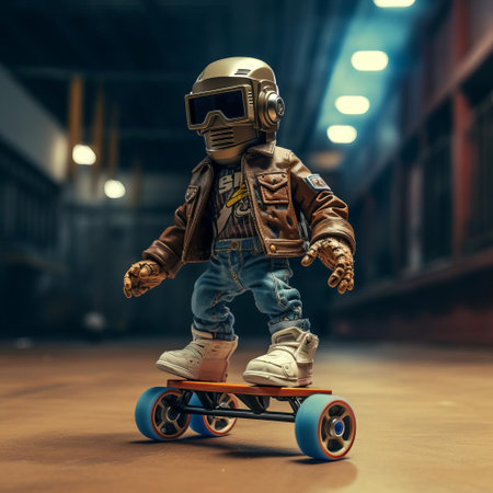 the iconic back to the future roller skates figure stands out against a cinematic backdrop, exuding a nostalgic charm that's sure to catch the eyes of kids and adults alike, showcasing a retro roller skates style that's reminiscent of the classic 80s era, isolated on a clean white background. ai generatedの素材