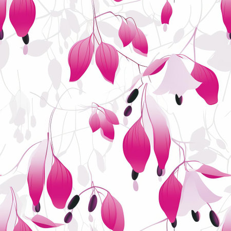 fuchsia flowers, showcasing a vibrant display of multiple colors, sit isolated against a pristine solid white background, evoking a retro aesthetic, free from distracting shadows, making them perfect for designs requiring bold, eye-catching floral arrangements, ideal for botanical art, stationery, and craft projects. ai generatedの素材
