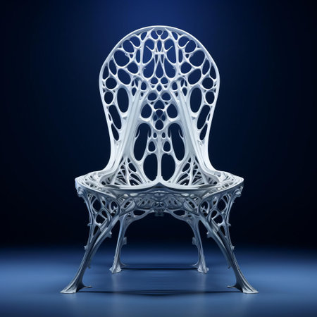 the chair, meticulously designed by meroni & colzani, stands out against a pristine white background, showcasing its precise height and ultra-realistic details, thanks to advanced virtual engineering, creating a striking contrast that highlights its solid form in high detail, perfect for 16k resolutions. ai generatedの素材