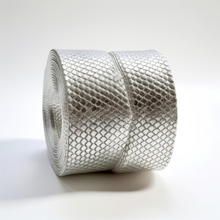 adhesive tape, with its shiny bumpy texture, stands out against a solid white background, showcasing its unique ridged pattern, perfect for crafting, diy projects, and decorative uses, highlighting its versatility in arts and crafts, stationery, and office supplies. ai generatedの素材