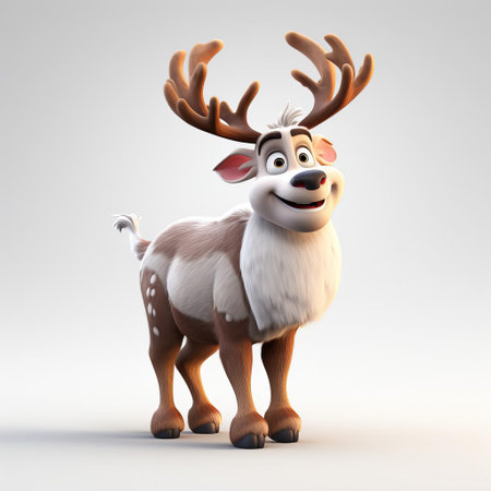 this majestic reindeer, with its vibrant fur and gentle eyes, stands proudly against a crisp white background, its intricate details and textures showcased in stunning high definition, perfect for festive designs, winter wonderland scenes, and holiday decorations, available in full hd resolution and transparent png format. ai generatedの素材