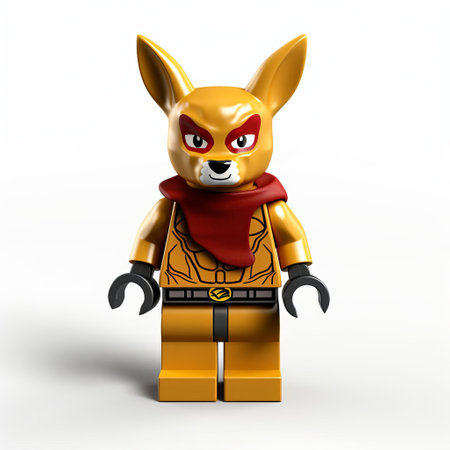 the lego kangaroo superhero, standing proudly on a pristine white background, showcases its vibrant colors and intricate design, highlighting the iconic australian marsupial's transformation into a powerful and agile hero, perfect for fans of lego minifigures and superhero enthusiasts alike. ai generatedの素材