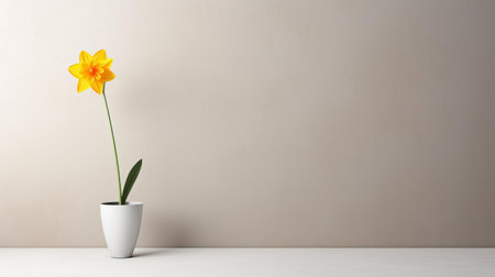 narcissus stands alone in the midst of an empty room, evoking a sense of abstract minimalism, where the simplicity of the setting highlights the subject's elegance, reminiscent of playful minimalism and post-minimalism art movements, perfect for minimalist portraits and ceramics enthusiasts, available in stunning 32k uhd resolution at 3840x2160 pixels. ai generatedの素材