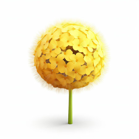 the dandelion 3d icon, crafted from clay material, boasts a smooth and shiny appearance, reminiscent of nintendo's iconic isometric style, illuminated by a spot light, showcasing the best detail in high-definition 3d rendering, set against a crisp white isolated background, perfect for high-resolution graphics. ai generatedの素材