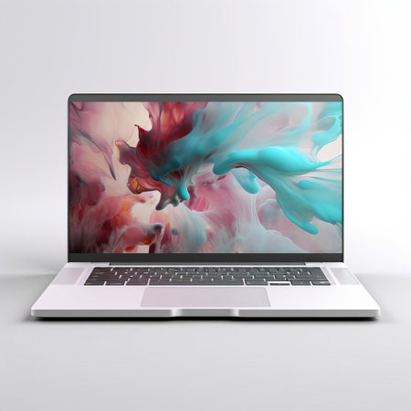 this sleek laptop rendering, crafted with precision using octane, sits elegantly on a pristine white background, showcasing its sleek design and cutting-edge features, perfect for tech enthusiasts, 3d modeling, and product visualization projects, highlighting the intersection of innovation and style. ai generatedの素材