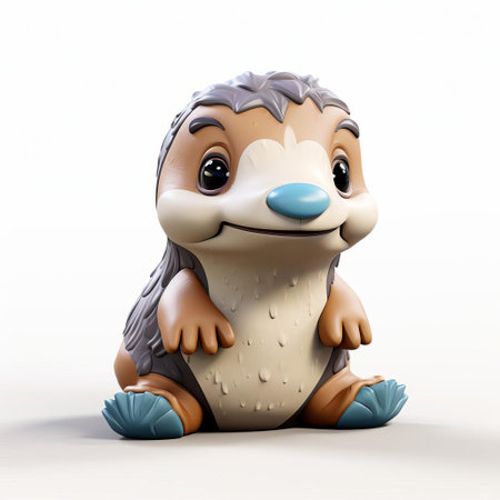 the platypus, a fascinating and adorable creature, is showcased in stunning high-quality 3d rendering, crafted with precision in 3ds max, presented in a captivating front view, set against a pristine white background, evoking the fantastical style reminiscent of unreal engine, perfect for fantasy and wildlife enthusiasts. ai generatedの素材