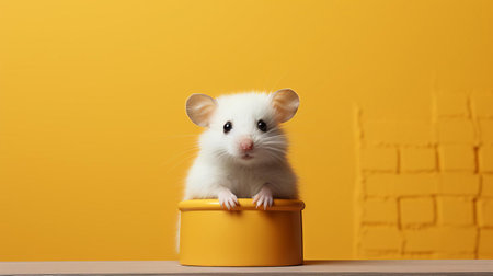 this adorable hamster, reminiscent of a wes anderson film set, is captured in a stunning display of extreme minimalist photography, showcasing the tiny creature's innocence and charm against a stark, monochromatic backdrop, evoking a sense of simplicity and elegance. ai generatedの素材
